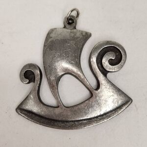 70s Pewter Viking Ship Pendant